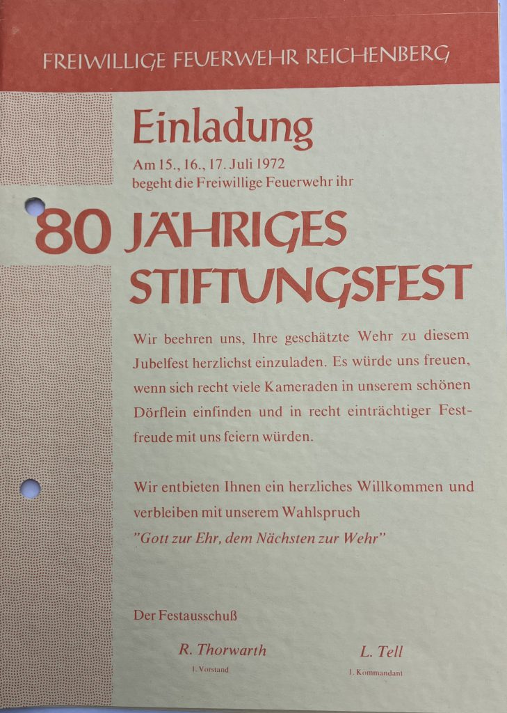 80 Jahre Freiwillige Feuerwehr Reichenberg
